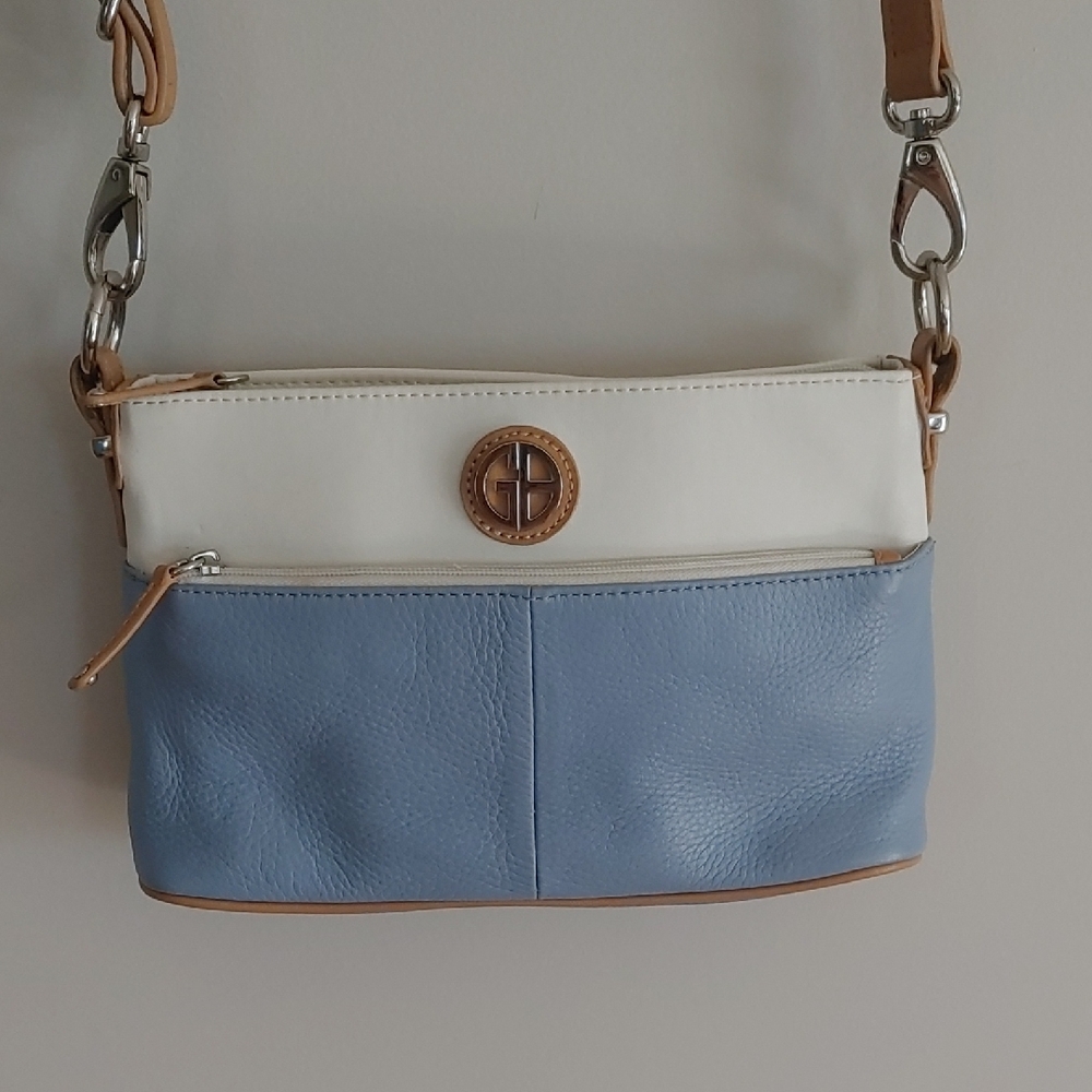 Giani Bernini Two-Tone Soft Pebbled Leather Crossbody Bag